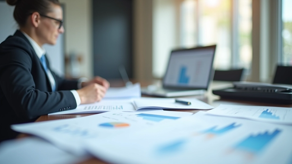 Graphique d'analyse financière sur un bureau moderne avec documents économiques