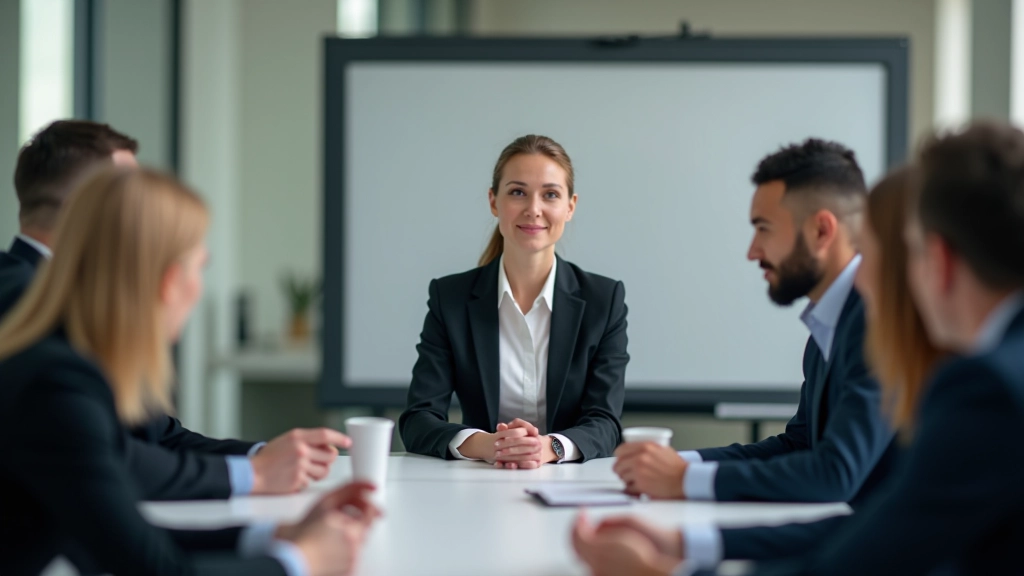 Femme d'affaires présentant une stratégie financière lors d'une réunion d'équipe